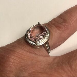 Kunzite Stamped 925 Sterling Silver Ring